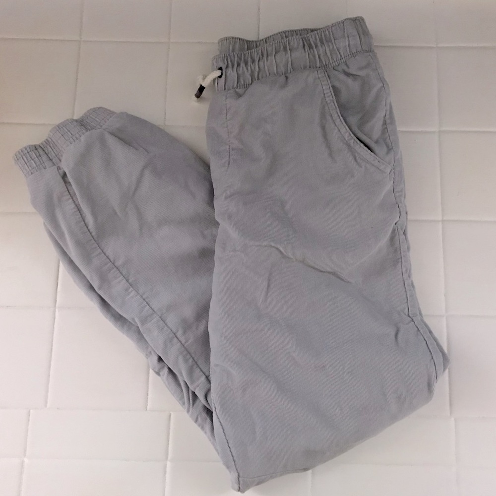 Cat & Jack Boys Kids Gray Corduroy Drawstring Jogger Casual Pants Sz 16